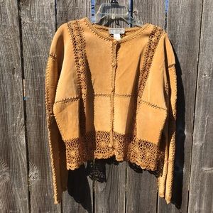 Vintage SMH Boutique leather cardigan sz L